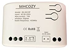 MHCOZY 1 Kanal 85-250V ZigBee Smart Relay Schalter, einstellbarer Selflock- und Momentan-Arbeitsmodus, funktioniert mit SmartThings, Alexa und Google Home (ZigBee Hub erforderlich)