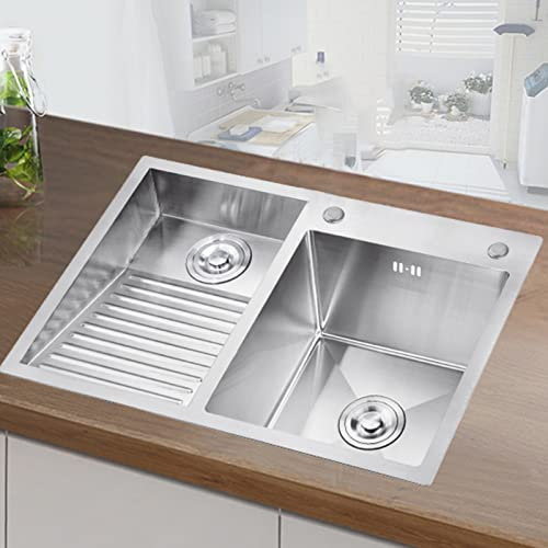 Vasca Da Bagno Per Lavanderia In Acciaio Inox, Lavabo Con Lavatoio Facile Da Pulire Doppio Lavello Lavanderia Piscina ( Color : Right , S : 70x48cm )