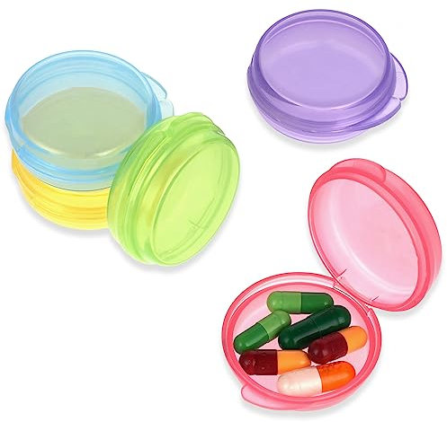 WLLHYF Confezione da 5 mini portapillole scatola organizer portatile per pillole contenitore per pillole da viaggio per pillole tascabili, scatola portaoggetti per contenere