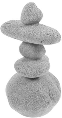 Toyvian Landscape Stone Rockery Ornament for Garden and Zen Yard Decor, Simulation Stacked Rock Micro Landscape Accessory in Light Grey Five-star Stone for Outdoor and Flowerpot Decoration