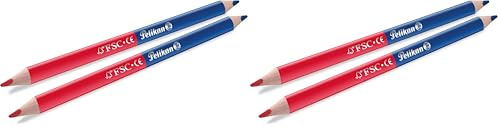 Pelikan 811118 Buntstifte (dick, dreieckig) 2 Stück rot und blau (Packung mit 2)