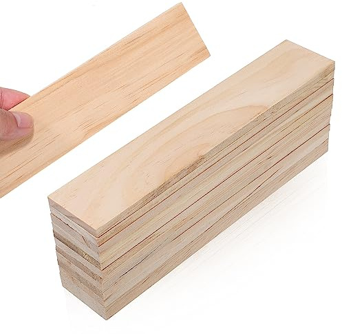EXCEART Pine Wood Rectangle Board 7.87In Unfinished Wooden Planks for Craft Painting DIY Home Decor Natural Wood Panels for Carving and Art Projects Pack of 12
