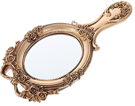 POPETPOP Dekorativer Spiegel Hand-Make-up-Tool Kunstharz Schickes Design für Frauen Jeden Alters
