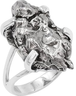 Jay Jools Meteorit-Ring, echter Rohedelstein-Ring aus 925er Sterlingsilber für Frauen, Mädchen und Männer (67¼(21.25))