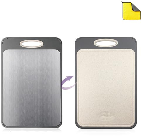 My Steel Cutting Board, Double Sided Stainless Steel Wheat Straw Cutting Board, Stainless Steel Cutting Board (15.7 * 10.6 * 0.6in)