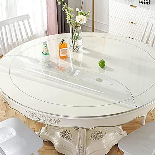 Transparente Tischdecke, 2 mm dick, Tischschutz, weicher Glas-Kunststoff-Tischdeckenschutz, für runden Büro-Schreibtisch/Besprechungstisch, Kratzfeste, transparente PVC-Tischdecke (Durchmess
