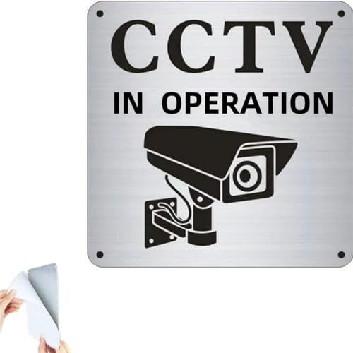 CCTV in Operation Sign,Self Adhesive Window Sticker, Outdoor Indoor Security,Warning Signs Self Adhesive Sticker Safety Sign 15x15cm