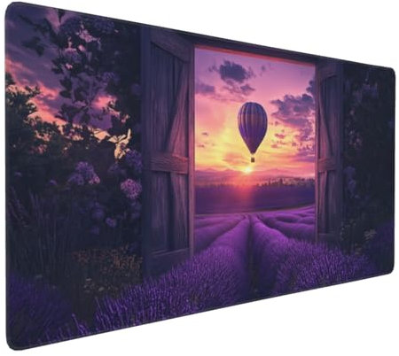 Large Mouse Pad 1200x600x4mm Hot Air Balloon Gaming Mouse Mat Lavender XL Mousepad Anti-Fray Stitched Edges with Non-Slip Rubber Base,Ergonomic Mouse Pad Extended Desk Mat,Office Accessories Laptop