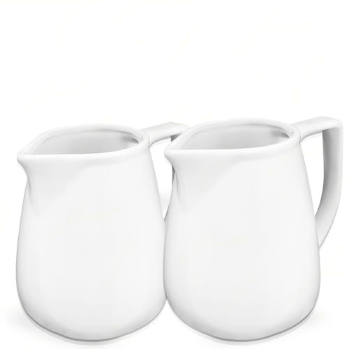 Sicignano | Set 2 Lattiere Grandi in Porcellana Bianca 460 ml – Ideale per Servire Grandi Quantità di Latte, Panna o Bevande – per Uso Professionale e Domestico