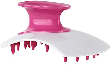 Kopfhautmassagebürste aus Silikon, Rot, Leicht, für Dusche und Reise | Drain Design, Entfernt Abgestorbene Haut, Angenehme Massage, für Zuhause und Unterwegs, Kompakte Pflegebürste