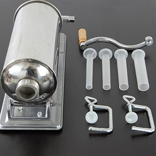 Wurstfüller, Wurstmaschine aus Edelstahl – praktische Wurstmaschine vertikal mit Halterung und 4 Füllrohre – horizontal – 3,6 l
