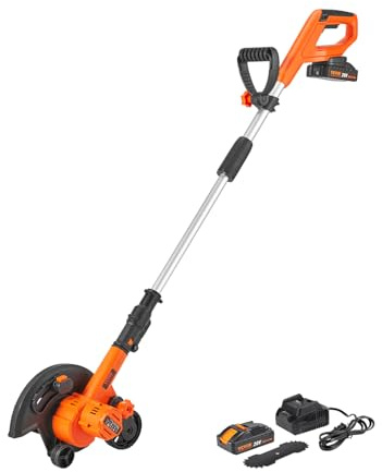VEVOR Lawn Edger, 9-inch Large Blade, 20 V Battery Powered Cordless Edger Lawn Tool with 3-Position Blade Depth, Adjustable Handle, with Battery and Charger, for Lawns, Driveways, and Sidewalk Edges