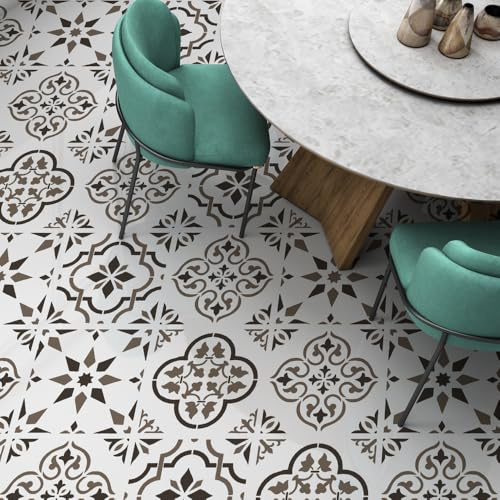 RE-COVERTILES - Pochoirs pour Peinture et Décoration | Flexible, Lavable et Réutilisable | pour Murs, Sols et Meubles | Lot de 4 pièces 20x20 cm