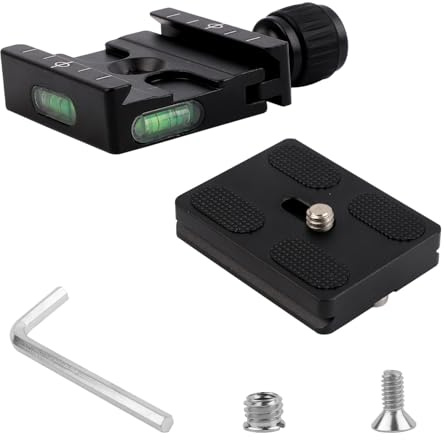Gosknor Adattatore Morsetto Piastra Rilascio Rapido 50mm per Arca Swiss, Adattatore Montaggio Fotocamera con Vite 1/4 Compatibile con Maggior Parte Fotocamere DSLR Treppiede Monopiede Stabilizzatore