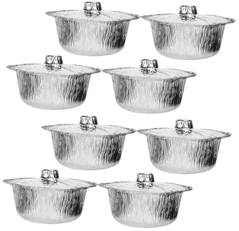 Hemobllo Casseroles Jetables en Aluminium Légères et Recyclables et Lot de 8 avec Couvercles 2000ml pour Cuisson, Congélation Barbecue en Extérieur