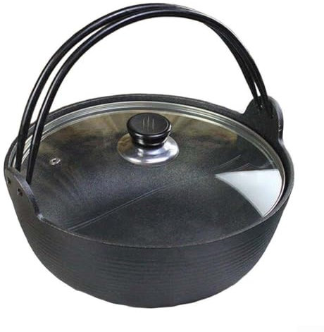 Pentola per stufato in ghisa, antiaderente, grande capacità, con coperchio e doppi manici, per piano cottura, forni (copertura in vetro da 19 cm)