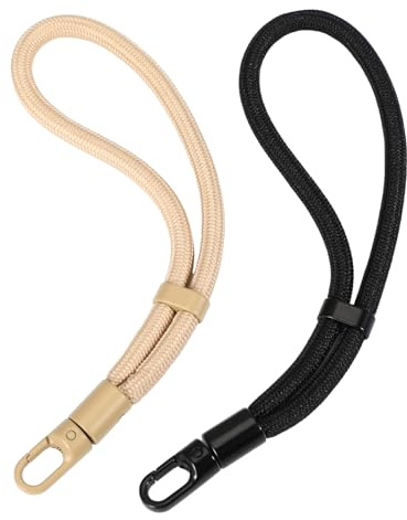 2 cinturini da polso per telefono, cordino da polso regolabile, design a prova di caduta, universali, multifunzionali, con linguetta per legare il telefono (cachi e nero)