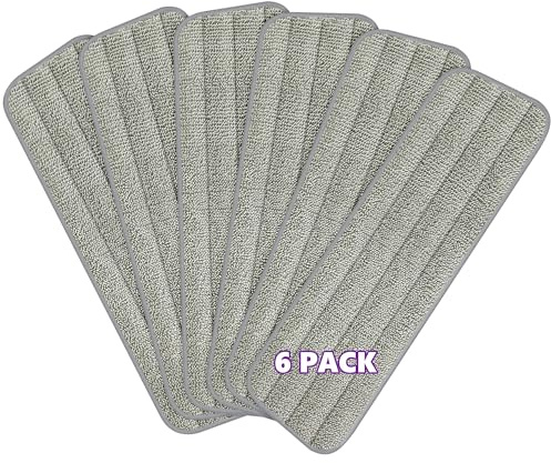 MEXERRIS Microfaser Mop Pads Wischmoppbezug 39×13 cm, 6 Stück | Bodenwischer Ersatzbezug Wiederverwendbare Maschinenwaschbare Wischpads für Bodenwischer & Sprühmopp, Grau