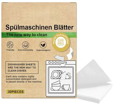 DAWCBVJQ Geschirrspüler Blätter - 30 Stück Tragbare Milde Tabletten - Geschirrspülmittel Reiniger Streifen,Für Bequemlichkeit Und Hygiene Und Nachhaltigkeit Reinigung Haushalt Küche
