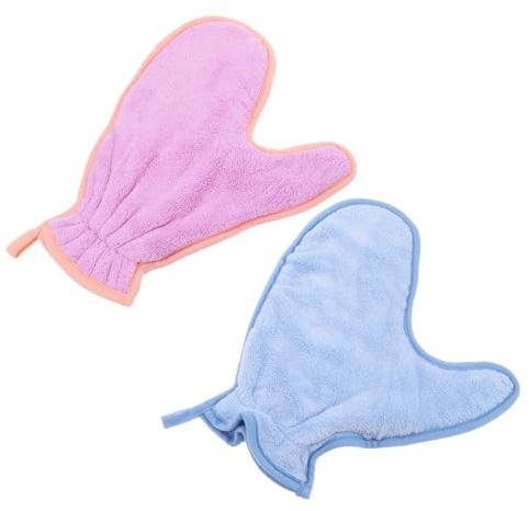 Lurrose 2pcs Pet Absorbent Gloves Quick Drying Dog Hair Removal Cat Spa Gloves Soft Reusable Pet Towels for Bathing Grooming