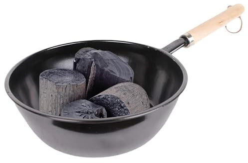 Genérico Encendedor Carbón – Hierro Fino 0,3mm | Fondo Hueco | Encendedor De Carbón con Mango De Madera para Barbacoa, Asado, Camping Y Cocina Al Aire Libre