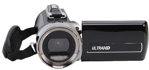 Akozon Videocamera 4K Videocamera Ultra HD 48MP Rotazione Schermo LCD Zoom 18x Registratore Digitale con Scheda 32G Microfono da Viaggio