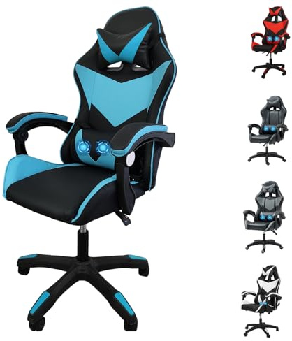 GadgetHaven Gaming Chair, Computer Chair with Lumbar Cushion, Headrest, Height-Adjustable Office Chair Gaming Chair for Adults, Girls, Boys