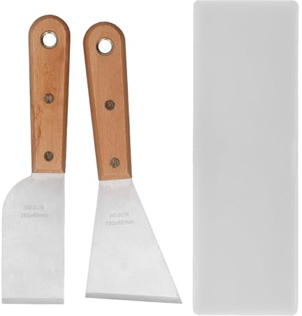 2 pezzi raschietto per stucco raschietto per vernice in acciaio inox con manico in legno per la decorazione domestica riparazioni del muro a secco strumenti di diffusione