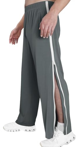 Reha Hose Herren Damen Seitlich Zu Öffnen Baggy Trainingshose mit Seitlichem und Reißverschluss Am Bein Weites Bein Schnellfickerhose Sporthose Freizeithose Breite Jogginghose