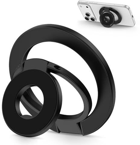 Double-Sided Magnetic Phone Ring Holder for Magsafe Ring Stand for iPhone 17 16 15 14 13 12, 360° Rotation Magnetic Phone Grip for Magsafe Grip Kickstand Compatible with Samsung Galaxy S25 A17 A56 A36