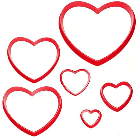 Febbya Heart Cookie Cutter Set,6 Pcs Plastic Heart Shaped Cookie Cutters,Love Shapes Biscuit Cutters for Baking,Small to Large Heart Fondant Cutter Moulds for Pastry,Cake,Chocolate,Valentine Crafts