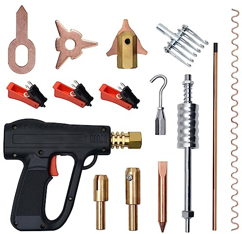 Kit de 86 pièces de débosselage avec marteau à inertie pour travaux de carrosserie - Kit professionnel de soudage par points avec extracteur de débosselage, crochet robuste, griffe à 6 doigts