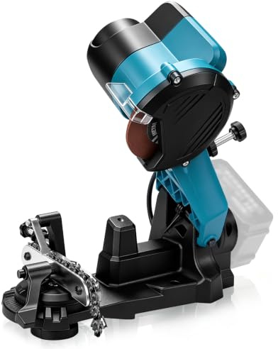 Akku-Sägekettenschärfgerät 220W, 6500 U/min, Kompatibel mit Makita 18V | Tiefenbegrenzung, Kettenspannvorrichtung, LED Licht, für Ketten 1/4”, 0,325”, 3/8”, 0,404” Kettensäge Schärfgerät (Ohne Akku)