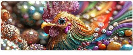 Large Mouse Mat, 30x60cmx3mm, Gaming Mouse Pad, Rubber Base, Stitched Edges, Water Resistant Easy Clean, For All Types, Extend Desktop Protection, Office Men's Gifts, Chicken Diamond D1YY-579