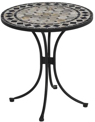 Homestyles Laguna Black Outdoor Bistro Table with Marble Tile Top