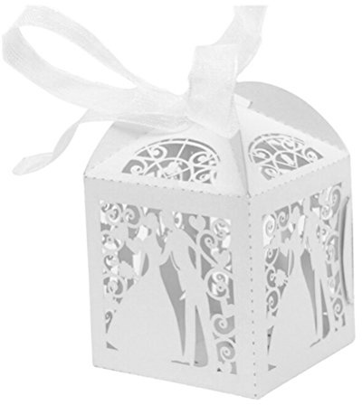 Musuntas - Lot de 50 boites à dragées au design de cage à oiseau - En carton - Pour la décoration des mariages, des baptêmes Style 4.