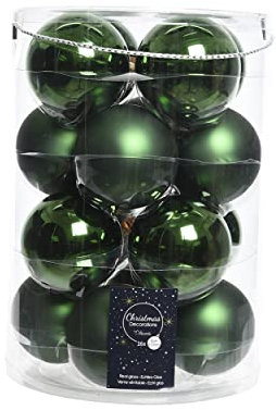 16er-Set Christbaumkugeln Grün Glas 8cm, Matt & Glänzend, Hochwertige Weihnachts-Deko
