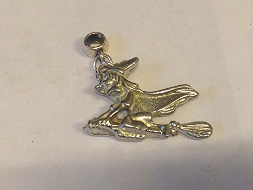 Witch On Broom 3.4cm X 2.6cm TG307 Charm with 5mm Hole to fit Pendant Charm Bracelet POSTED BY US GIFTS FOR ALL 2016 FROM DERBYSHIRE UK