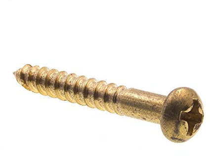 prime-line 9207461 rund Kopf Phillips, 15,2 x 2,5 cm, massives Messing, 25 Stück Holz Schraube