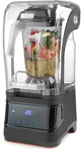 HENDI Standmixer, Touch, mit schalldämmender Schutzhaube, Inkl. 2,5 Liter-Kanne, temperaturbeständig -40˚C bis 90˚C, Smoothie-Cocktails-Desserts, 1680W, 252x258x(H)547mm, ABS Kunststoff, PC