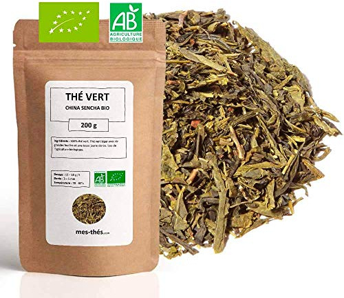 Thé Vert bio Sencha Nature Chine - 200g (80 tasses) - Thé en vrac 100% agriculture biologique - Mes-Thés