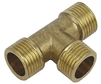 BE-TOOL 3-vägs slanganslutning T-anslutning mässing T-formad rörkoppling för luft, bränsle, vattenrör (3/4 tum hane x 3/4 tum hane x 3/4 tum hane)