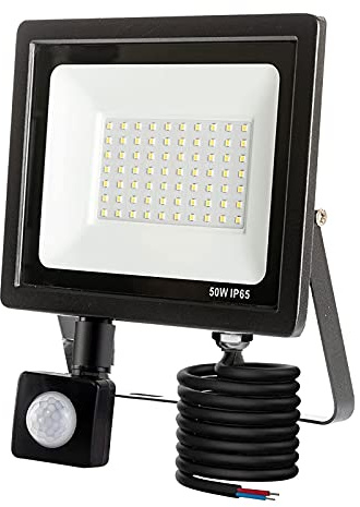 Body-Plus 50W Security Lights Outdoor Motion Sensor, IP65 6000k Outdoor Security Lights with PIR Motion Sensor, Waterproof LED Floodlight for Garage, Backyard, Garden [Energy Class A++]