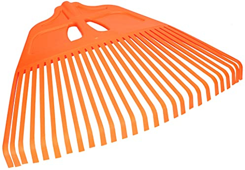KOTARBAU® Laubrechen Kunststoff - 27 Zinken - ohne Stiel - Laubbesen - Laubharke - Gartenrechen - Fächerbesen für Herbstlaub & Heckenschnitt - Kunststoff - Orange