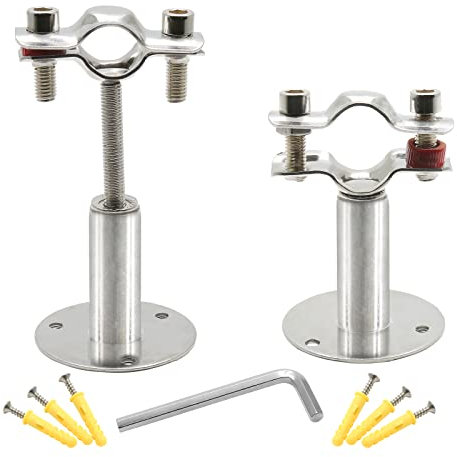 Piutouyar 2 Pcs Stainless Steel Wall Mount Ceiling Mount Pipe Support, Adjustable Ceiling Bracket Clamp Straps Fit for Dia 25mm(3/4inch) Pipe with Screws
