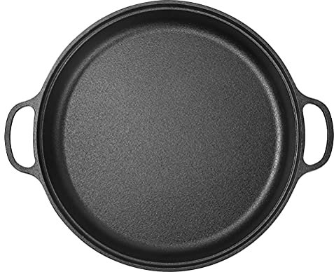 BESPORTBLE Low-Edge Cast Iron Frying Pan Heavy-Duty Binaural Saucepan for Pancakes Eggs and Grilling Versatile Kitchen Essential for Indoor and Outdoor Cooking