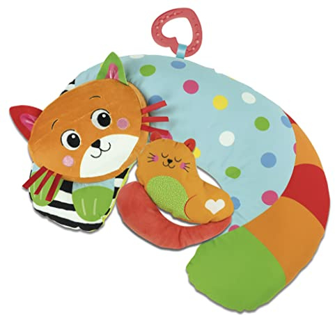 Baby Clementoni For You - Kitty Cat Cuscino Tummy Time, Gatto Peluche per Neonato 0+ Mesi, Supporta lo Sviluppo Sensoriale e Muscolare e il Gattonamento, Lavabile in Lavatrice, 17800
