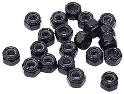 DIN985 Écrou de Blocage Écrous Autobloquant de Standard Écrou de Sécurité Écrou en Acier Carbone Écrou Hexagonaux (20Pcs, M4)