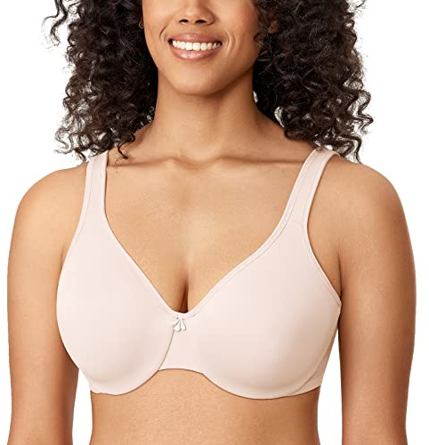 DELIMIRA Minimizer BH för kvinnor med bygel, t-shirt, bh, stora bröst, starkt grepp, klassisk mjuk, Rosvit, 80C