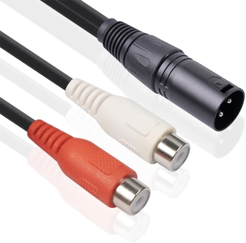 XLR auf 2 Cinch y Splitterkabel, 2 XLR Stecker auf Zwei Cinch Buchsen y Splitterkabel mit 24 K Vergoldeten Anschlüssen, Korrosionsbeständig, Geeignet Zum Teilen Oder Kombinieren Von Tonsignalen